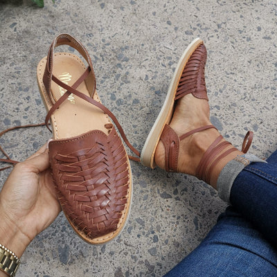 Huarache Brown Alpargata Vintage Hippie Sandal Mexican Style Colorful Mexican Leather Huaraches