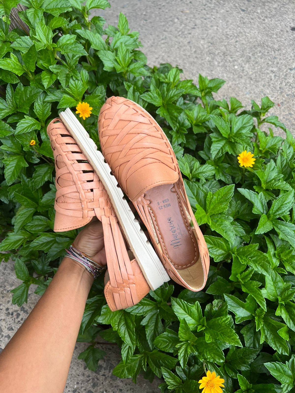 Huarache Sandal Hippie Tan Vintage Mexican Style Colorful Mexican Leather Huaraches