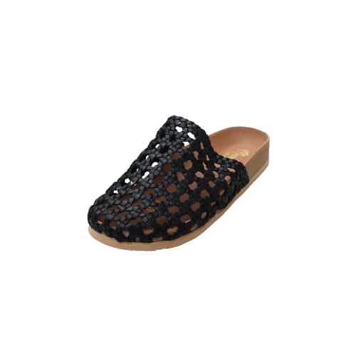 Macarena Collection Women's Huarache Sandals - Handmade Colorful Leather Mexican Sandals, Black