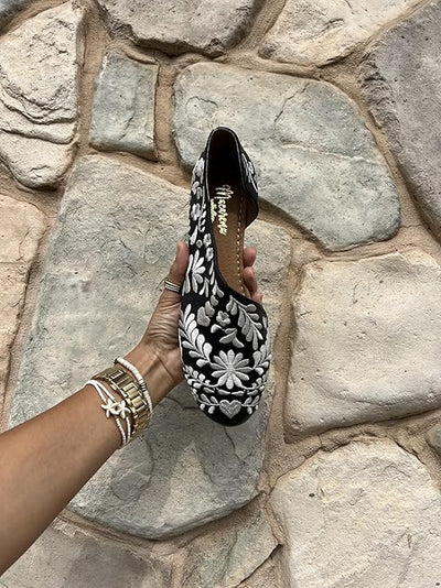 Macarena Collection Sandals women Huarache Sandal Colorful Leather Mexican Comfort Walking Handcrafted Leather Embroidered Flats - Mexican Artisan Design Maky