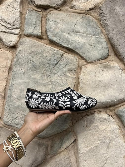Macarena Collection Sandals women Huarache Sandal Colorful Leather Mexican Comfort Walking Handcrafted Leather Embroidered Flats - Mexican Artisan Design Maky