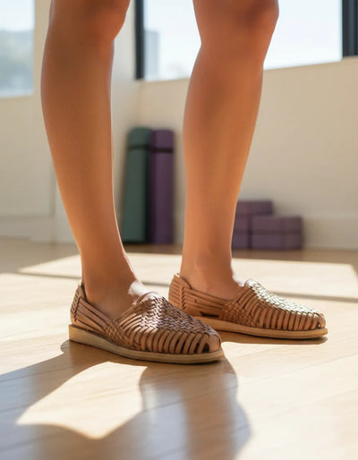 Macarena Collection Sandals women Huarache Sandal Colorful Leather Mexican Style Color Tan 4171