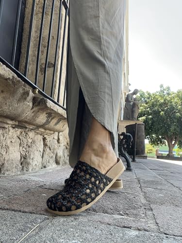 Macarena Collection Sandals women Huarache Sandal Colorful Leather Mexican Handcrafted Leather Woven Slides - Mexican Artisan Slip-On Shoes Style 004