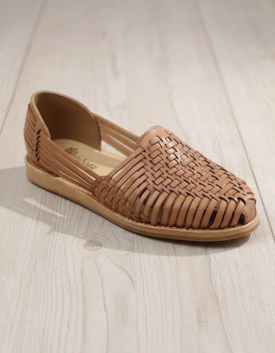 Macarena Collection Sandals women Huarache Sandal Colorful Leather Mexican Style Color Tan 4171