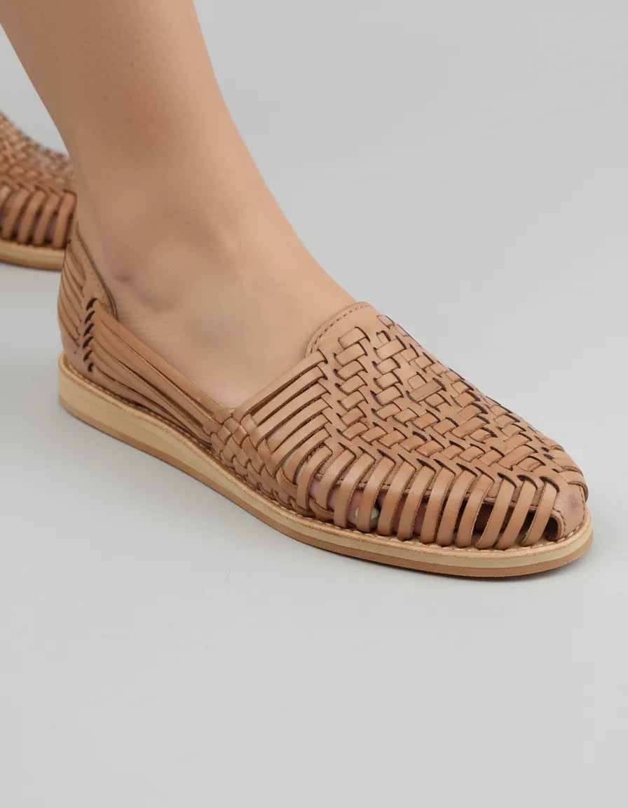 Macarena Collection Sandals women Huarache Sandal Colorful Leather Mexican Style Color Tan 4171