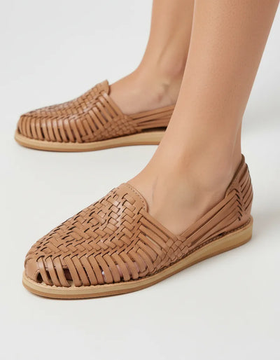 Macarena Collection Sandals women Huarache Sandal Colorful Leather Mexican Style Color Tan 4171